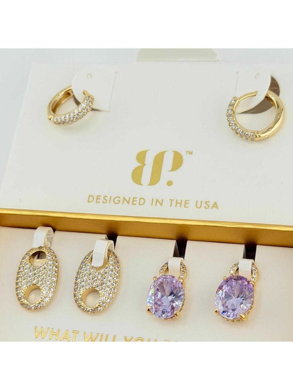 Bomb Party Charming Hoops “Call it Destiny“ Lavender Topaz on Yellow Gold